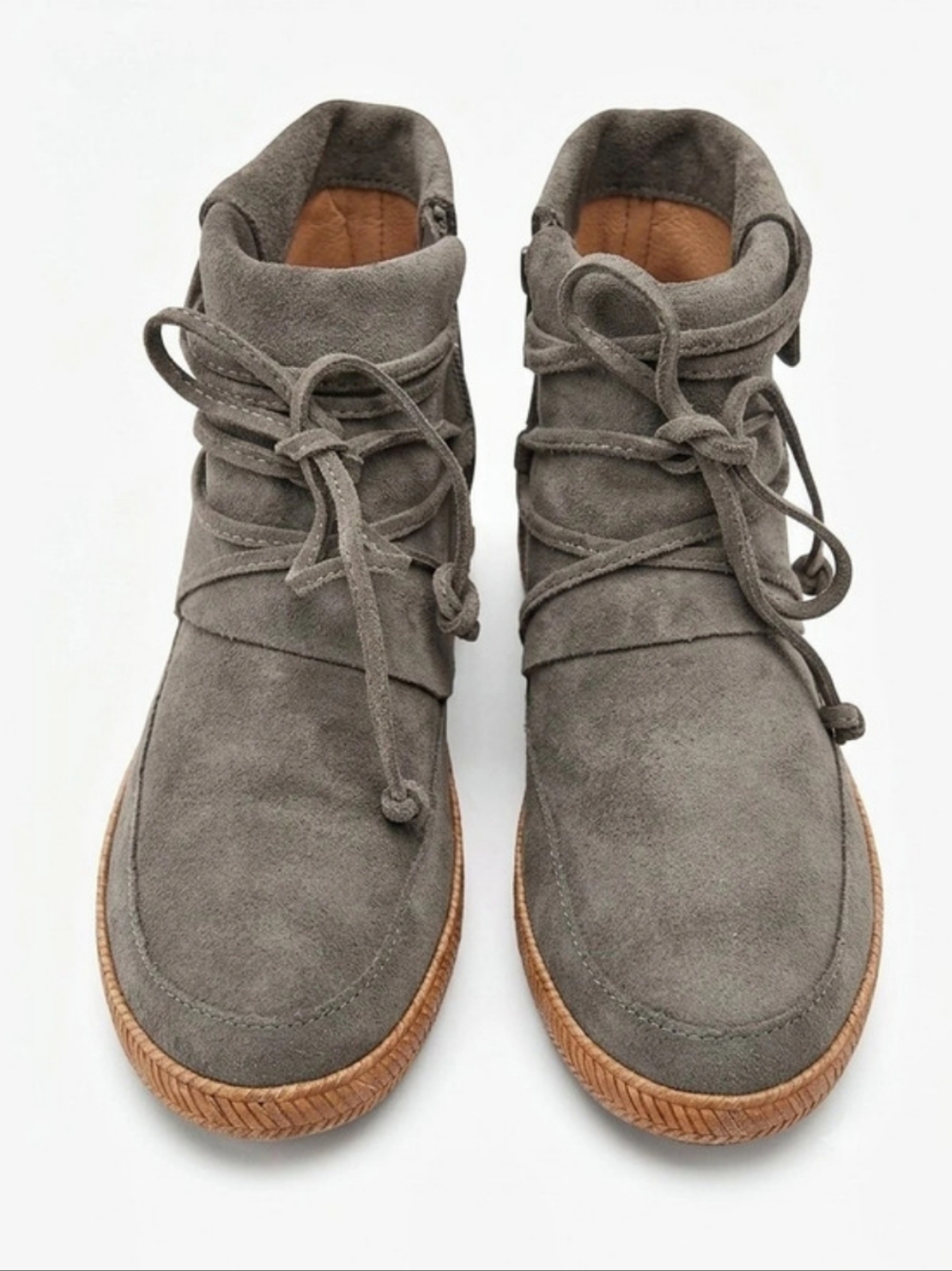 NWOT UGG Reid Moc Suede Lace Up Ankle Booties Slate Grey Size 7.5